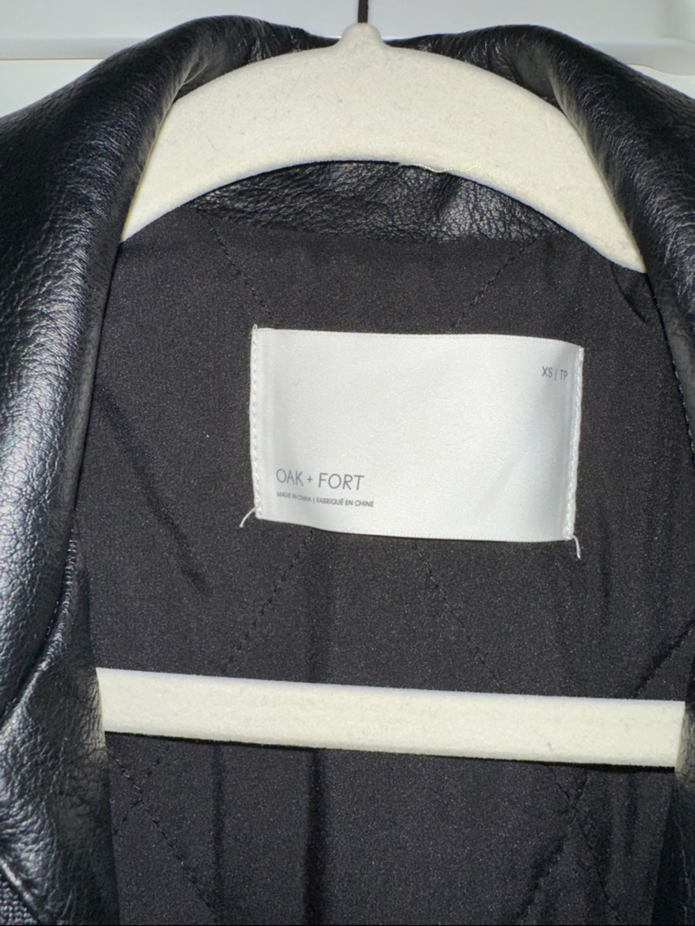 Oak + Fort Classic Black Leather Bomber Jacket - Picture 2 of 10